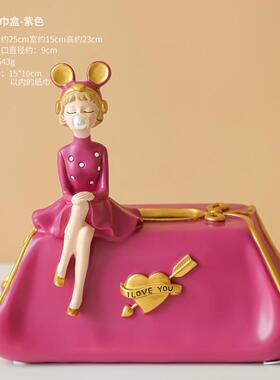 热卖家用女孩纸巾盒客厅轻奢北欧茶几收纳创意泡泡树脂摆件装饰品