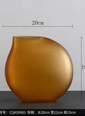 现代简约玻璃花瓶鸭嘴扁瓶软装百合插花花器玫瑰装饰摆件批发