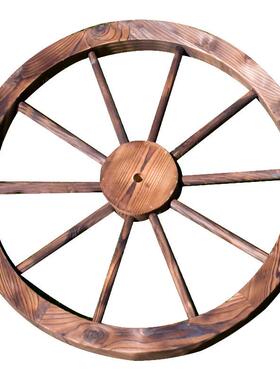 木车轮实木木挂件酒吧装饰车轱辘名宿装修仿古轮木车花车家具轮子