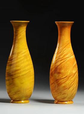 大叶金丝楠木将花瓶摆件大叶桢楠阴沉木对瓶装饰中式工艺礼品