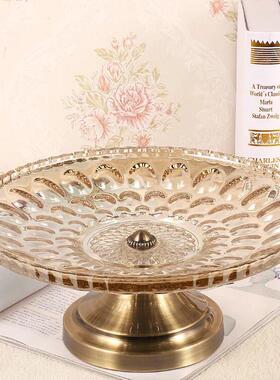 美式奢华欧式高档水晶果盘玻璃果盘客厅家居装饰摆件礼品