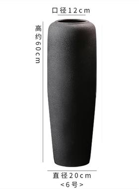 景德镇粗陶陶瓷器落地花瓶现代简约干花客厅插花装饰摆件复古花瓶