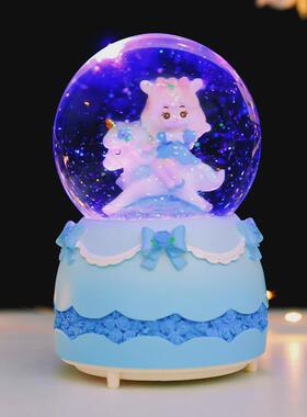 卡通米米兔音乐水球创意儿童学生八音盒礼品桌面摆件水晶球