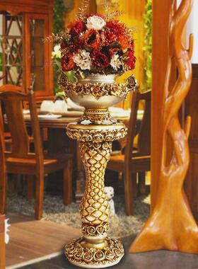 欧式落地大花瓶客厅大号陶瓷摆件酒店别墅装饰摆设仿真花插花