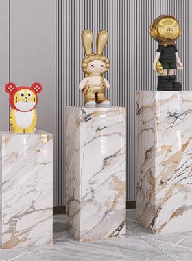 岩板立柱子大理石摆件底座展示摆台工艺品办公室花架子客厅落地式