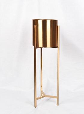 铁艺客厅摆件三叉架轻奢美式花器客厅金属落地花瓶客厅家居摆件