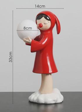 北欧创意气球女孩摆件客厅家居装饰品玄关电视柜房间桌面软装饰品