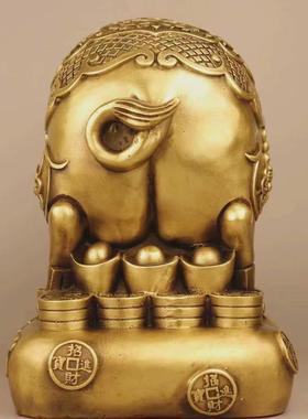 纯铜猪摆件铜存钱罐猪招财猪客厅玄关酒柜乔迁新居装饰工艺品大号