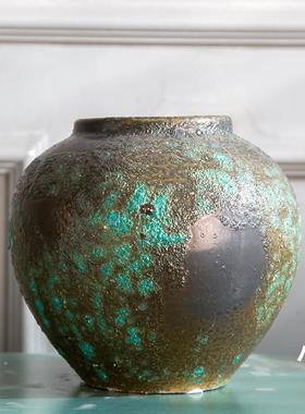 景德镇多肉花盆三件套装花瓶复古做旧粗陶罐干花插花可水培陶瓷