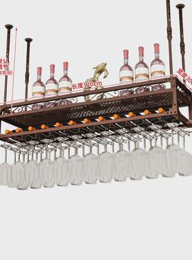 吧台铁艺红酒架子倒挂高脚杯架酒吧壁挂悬挂酒架葡萄酒架吊架装饰