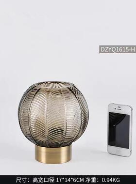 酒店家居金属玄关客厅桌面百搭插花干花轻奢花器装饰民宿玻璃花瓶