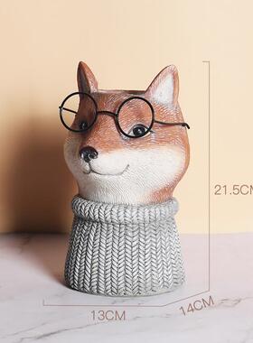 树脂庭院花园动物桌面花瓶摆件园林家居装饰品猫头鹰鹿花盆工艺品