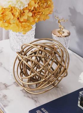 金属家居工艺品别墅样品房软装客厅球书房铁线现代简约装饰摆件