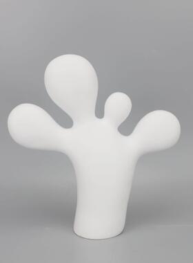 现代轻奢软装样板房间客厅设计师款白色歪头人像雕塑家居桌面摆件