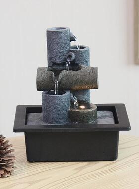 简约桌面小流水摆件几何喷泉客厅招财流水树脂工艺品摆件装饰品