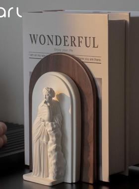 实木书立创意人像书挡法式摆件软装卧室客厅玄关书柜桌面家居饰品