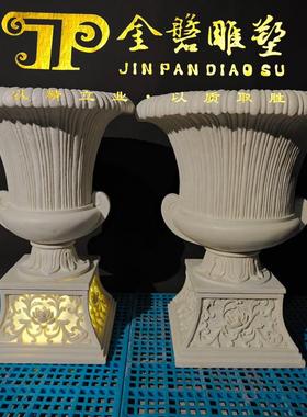 商场摆件砂岩玻璃钢花盆欧式源头家庭园艺花钵花箱广东透光厂家