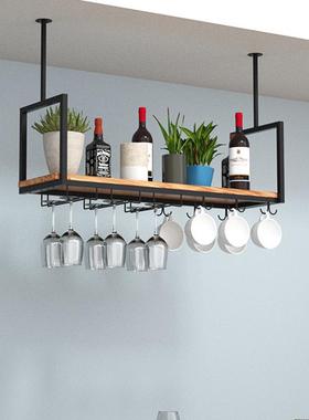 铁艺吧台吊架倒挂装饰家用悬挂式高脚杯架吊挂式酒架收纳酒杯架架