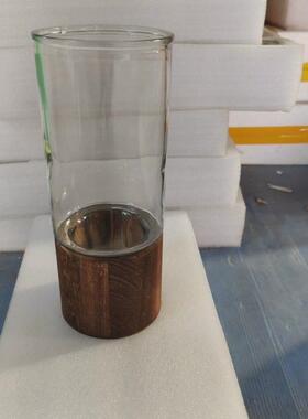 花瓶ins风木托轻奢玻璃花瓶水养客厅中式插花装饰摆件