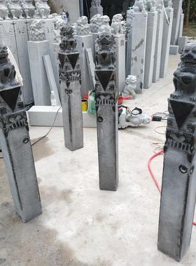 做青石柱子庭院酒店摆件祥云柱玄关装饰仿古旧拴马石雕拴马桩