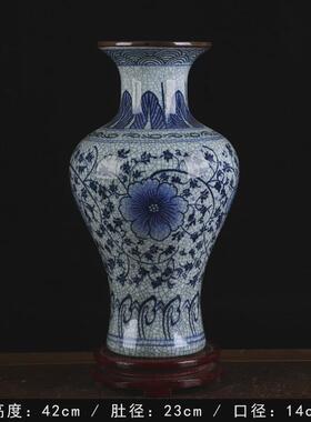 家居青花瓷花瓶新中式仿古水培插花花瓶陶瓷玄关装饰品摆件