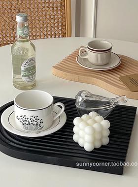 ins风黑色木质托盘摆件香薰香水展示收纳盘日式拍照道具客厅装饰