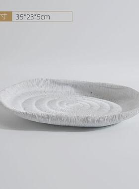 现代极简软极简托盘摆件装样板房间客厅茶几白色收纳桌面几何摆件