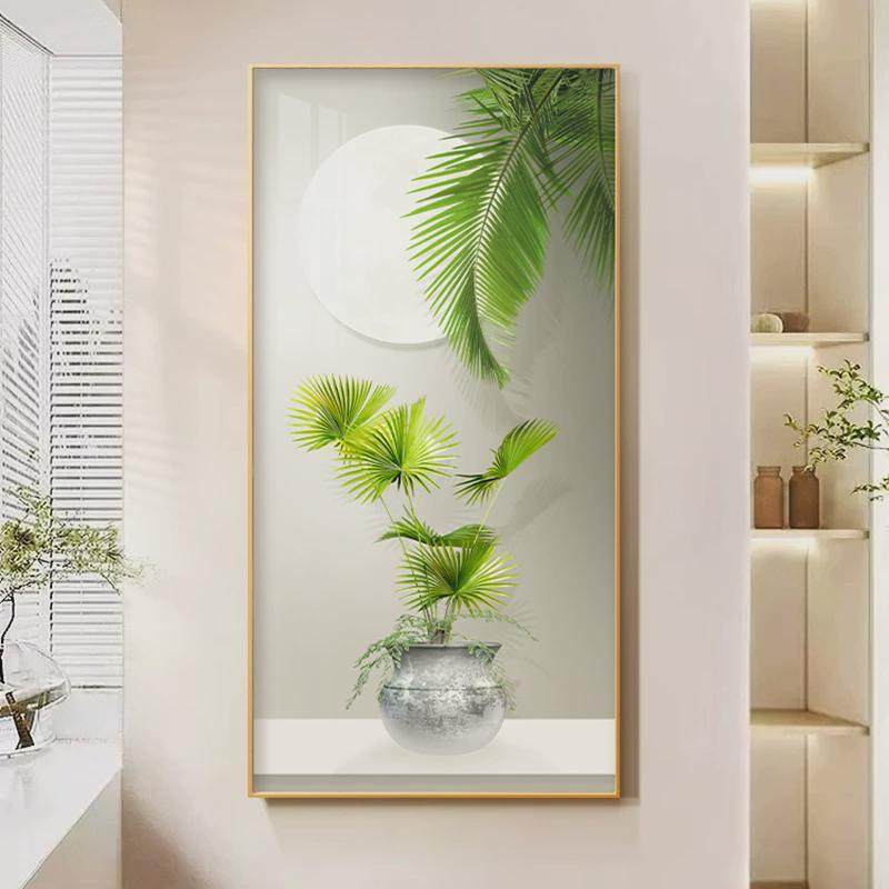 北欧玄关装饰画绿植走廊过道挂画奶油风肌理画客厅入户门竖版壁画,淘宝优惠券,粉丝福利购,淘宝优惠卷