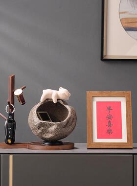 招财猫放钥匙收纳置物架摆件入户门口玄关客厅乔迁新居礼品装饰品