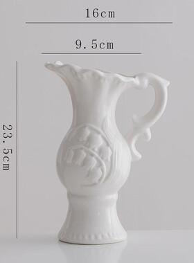 蜀门白色北欧简约创意陶瓷装饰干花水培花瓶客厅插花玄关摆件花器