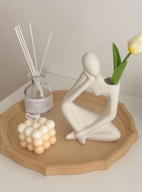 ins风创意陶瓷花瓶高级感小众家居客厅玄关电视柜桌面装饰品摆件