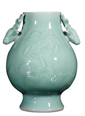 批发景德镇年货手工仿古花瓶影青雕刻工艺花瓶中式家居陶瓷器摆件