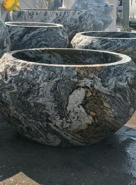 仿古园林泰山石庭院鱼缸厂家新款石雕雪浪石鱼缸花缸现货