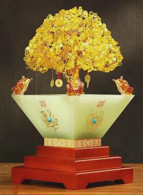 日进斗金聚宝盆家居水晶球摆件公司办公室琉璃客厅玄关店铺装饰品