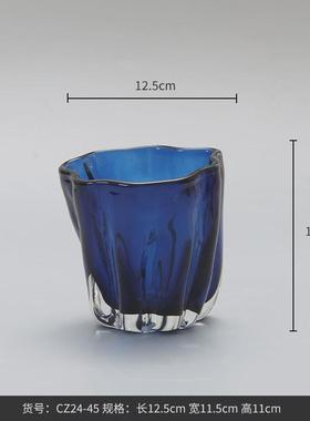 博不规则家居紫色白菜花手工西水培玻璃花瓶高档家居装饰品花器