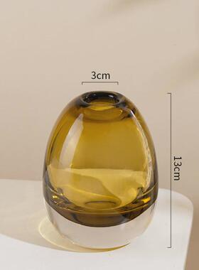 包邮极简轻奢精美厚重水晶琉璃花瓶艺术玻璃花器客厅桌面装饰摆设