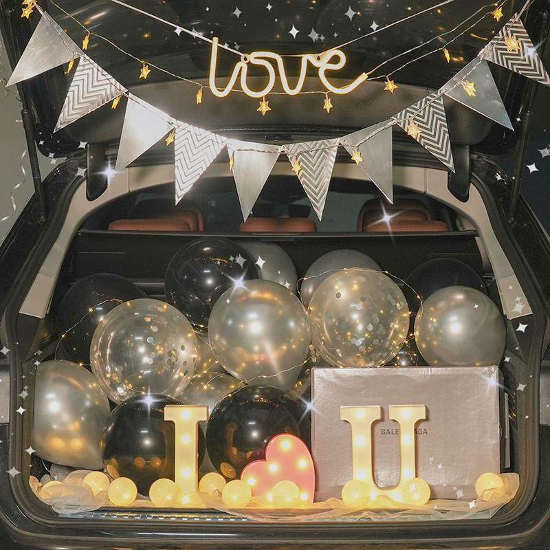 汽车后备箱惊喜生日女儿装饰车尾箱求婚浪漫场景气球布置七夕,淘宝优惠券,粉丝福利购,淘宝优惠卷