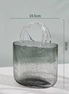新款鱼缸包包玻璃花瓶创意ins风高颜值客厅桌面透明水培装饰摆件
