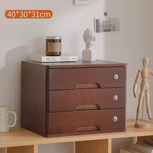 New solid wood with locks drawer storage cabinet wooden multi-functional small bedroom debris storage cabinet Japanese desktop