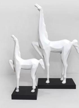 欧式家居动物摆饰摆件 电镀抽象母子马树脂装饰 树脂工艺品摆件