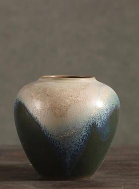 现代简约陶瓷花瓶田园风中式陶罐粗陶复古插花摆件酒店民宿装饰品