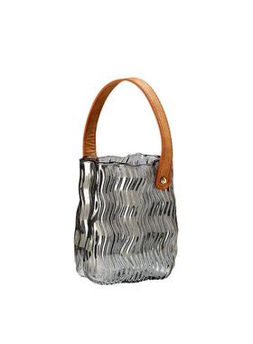 手提篮玻璃花瓶轻奢简约波浪干花气泡客厅餐桌插花包包水培装饰品