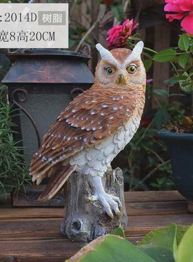 货源仿真花园装饰猫头鹰摆件树脂动物模型小院子造景园艺布置