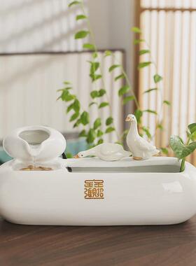 招财流水生财循环小型桌面客厅茶桌办公室装饰品循环水景观开业礼
