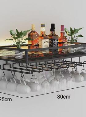 酒吧墙壁酒架吧台墙上吊架红酒倒挂餐厅悬挂酒柜置物架轻奢酒杯架