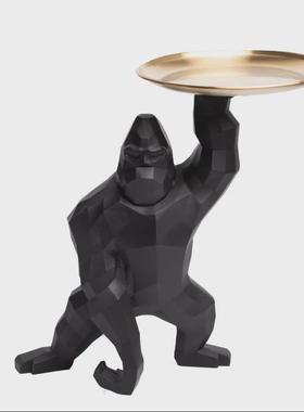 树脂工艺品托盘创意家居装饰金刚大猩猩摆件收纳现代简约动物摆设