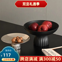 Brief Modern High Foot Fruit Pan Swing Piece Tray Creative Home Living Room Tea Table Snack Snack Cake Tray Display