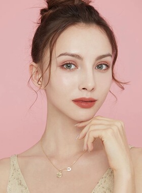 Glam Ever轻奢别针头像硬币圆盘项链 回形针创意设计吊坠轻奢颈链