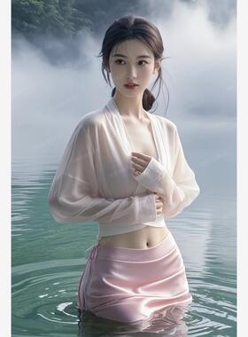 温泉美女海报贴纸艺术卧