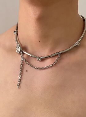 B.treasure甜酷金属花朵choker链